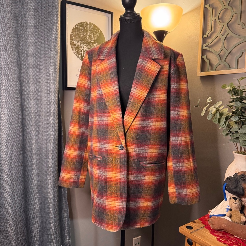 Free People “We The Free” Plaid Beckett Wool Blazer